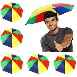 5 Pack Umbrella Hat with Elastic Band, Fishing Umbrella Hat